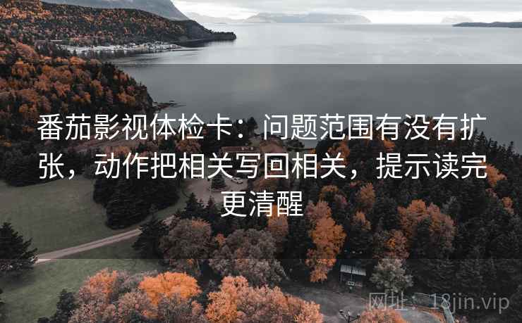 番茄影视体检卡：问题范围有没有扩张，动作把相关写回相关，提示读完更清醒